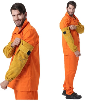 Professional Welder Arm Sleeve 48cm 19" Split Cowhide Leather CE EN11611 Welding Protection Sleeves