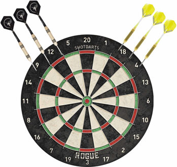 Professioneel dartbord Rogue Bristle incl 2 sets dartpijlen 21 grams - Sportief spelen - Darten/darts - Dartborden voor kinderen en volwassenen.
