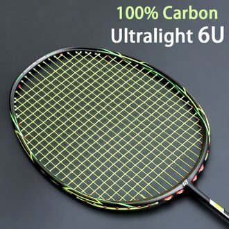 Professionele 100% Full Carbon Fiber Badminton Rackets Snaren Ultra Licht 6U 73G G5 Racket Met Zakken Speed Sport Volwassen groen