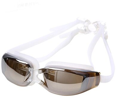 Professionele 100% Uv Zwemmen Goggle Waterdicht Anti-Fog Hd Swim Bril Stijl Zwemmen Apparatuur wit