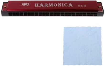 Professionele 24 Hole Harmonica Sleutel Van C Mond Metalen Orgel Voor Beginners Rood