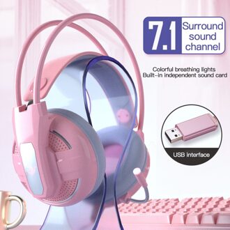 Professionele 3.5Mm/Usb Roze Hoofdtelefoon Meisje Leuke Mobiele Computer Notebook Game Headset Voor PS4 Pc Met Microfoon 02