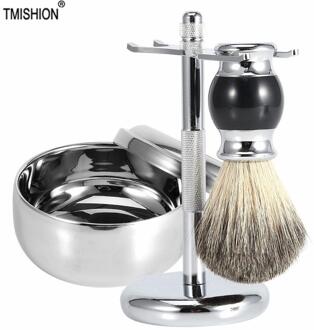 Professionele 3 In 1 Scheerkwast + Scheren Zeep Kom + Scheren Stand Houder Ontharing Baard Borstel Mannen scheren Tool Kit