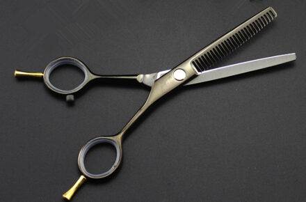 Professionele 5.5 inch tweezijdige scissor zwart dunner scisors snijden kapper haar schaar set scharen kappersscharen het verdunnen scissor