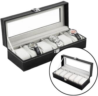 Professionele 6 Grid Slots Sieraden Horloges Toon Vierkante Opbergbox Case Aluminium Container Nieuwkomers