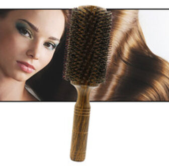 Professionele 63 Mm Varkenshaar Hout Ronde Borstel Lange Haar Styling Kam Krullend En Recht Kappers Kam