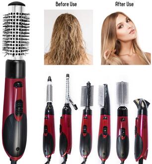 Professionele Air Brush 7 In 1 Haarborstel Föhn Kam Ronde Borstel Multi-Functionele Haar Rechttrekken Curling Styler gereedschap uk plug