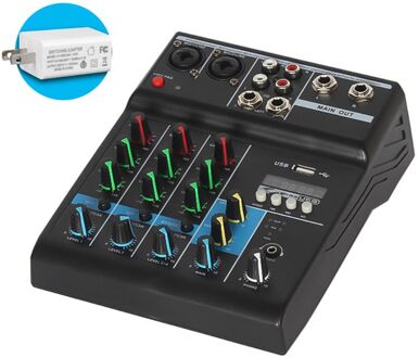 Professionele Audio Mixer 4 Kanalen Bluetooth Sound Mixing Console Voor Karaoke Ktv Met Geluidskaart Usb Effecten plug type US
