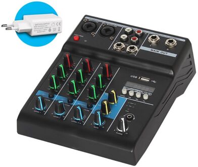 Professionele Audio Mixer 4 Kanalen Bluetooth Sound Mixing Console Voor Thuis Karaoke Ktv Met Geluidskaart Usb Effecten EU