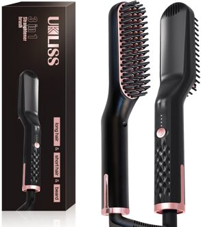 Professionele Baard Stijltang Borstel Elektrische Rechttrekken Kam Smoothing Ijzer Verwarming Mannen Stijltang Baard Kam Gereedschap met doos / UK