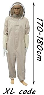 Professionele Bijenteelt Kleding Bee Hoed Beschermende Kleding Een Stuk Geventileerde Full Body Houden Pak Met Lederen Handschoenen XL code