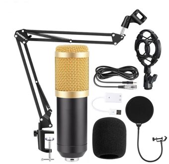 Professionele BM800 Condensator Microfoon Kit Voor Pc Microfoon Studio Voor Computer Karaoke Geluidskaart Opname Microfoon goud