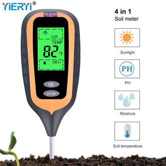 Professionele Bodem Ph Zonlicht Vocht Temperatuur Meter Digitale Solar Thermometer Vochtigheid Tester Monitor Voor Planten Tuin