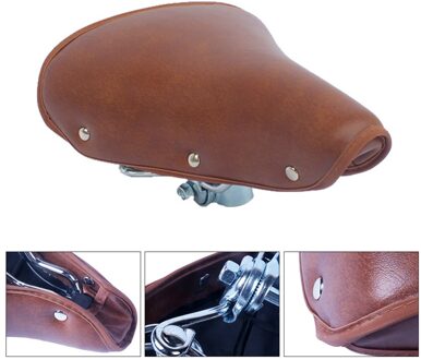 Professionele Bruin Vaste Zitkussen Zachte Vintage Glad Accessoires Antislip Lente Fietszadel Pu Leer Installeren