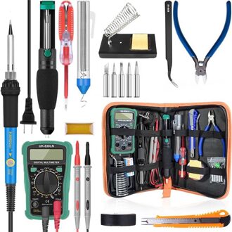 Professionele Digitale 100-480 ℃ Temperatuur Instelbare Soldeerbout Kit Draagbare Lassen Tool Set Met Elektrische Multimeter type 1 60W / VS