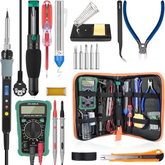 Professionele Digitale 100-480 ℃ Temperatuur Instelbare Soldeerbout Kit Draagbare Lassen Tool Set Met Elektrische Multimeter type 1 80W / VS