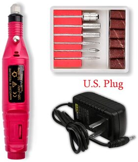 Professionele Elektrische Nagel Boor Machine Polish Slijpen Nail Art Manicure Hulpmiddel Exfoliërende Nail Art Tool rood US plug