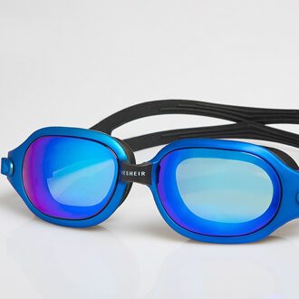 Professionele Grote Frame Plating Anti-Fog Zwembril Uv Glazen Mannen Vrouwen Brillen Zwemmen Bril Met case blauw Plating