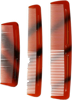 Professionele haar kammenset - bruin - 3 delig - kunststof - haarkammen - volwassen en kinderen