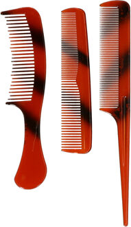 Professionele haar kammenset - bruin - 3 delig - kunststof
