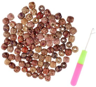 Professionele Haar Klink Haak Haak Naald w/100 pcs Hout Dreadlocks Manchetten Dread Haak Vlechten Weven Kralen Decoratie Gereedschappen