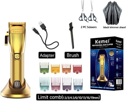 Professionele Haar Trimmer Goud Elektrische Trimmer Voor Mannen Draadloze Oplaadbare Scheerapparaat Kapper Haar Snijmachine T Haar Styling K32 doos scissors reeks