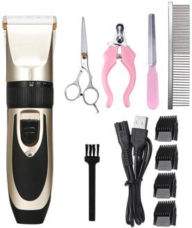 Professionele Hond Haar Trimmer 30W Tondeuse Voor Hond Elektrische Dier Scheren Machine Elektrische Haar Snijmachine USBgold 6 reeks