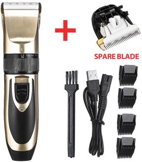 Professionele Hond Haar Trimmer 30W Tondeuse Voor Hond Elektrische Dier Scheren Machine Elektrische Haar Snijmachine USBgold 8 met blade