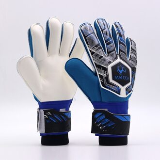 Professionele Kids Dikke Latex Handschoenen Jongens Voetbal Doelman Goalie Voetbal Handschoenen Vinger Guard Goalie Voetbal keepers Handschoenen blauw / Size 6