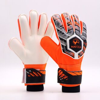 Professionele Kids Dikke Latex Handschoenen Jongens Voetbal Doelman Goalie Voetbal Handschoenen Vinger Guard Goalie Voetbal keepers Handschoenen oranje / Size 5