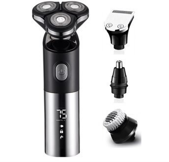 Professionele Led Dispaly Wasbare Draaien Scheerapparaat Mannen 4in1electric Scheermes Oplaadbare 3D Baard Gezicht Droog Of Nat Scheren Machine