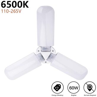 Professionele Licht Led Garage Lichten Super Heldere 60W Daglicht Gloeilampen 6000LM Vervormbare Garage Plafond Led Winkel Lichten 110-265V Cold wit