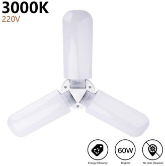 Professionele Licht Led Garage Lichten Super Heldere 60W Daglicht Gloeilampen 6000LM Vervormbare Garage Plafond Led Winkel Lichten 220V warm wit