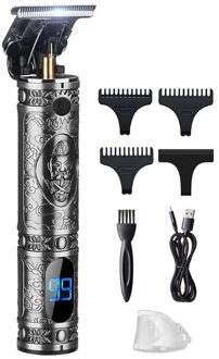 Professionele Mannen Elektrische Tondeuse Baard Trimmer Kapper Scheerapparaat Grooming Kit grijs