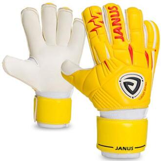 Professionele Mannen Voetbal Doelman Handschoenen Volwassen Voetbal Goalie Handschoenen Keeper Handschoen Verdikte Latex Met Vinger Bescherming wit geel / Size 9