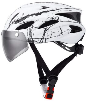 Professionele Mannen Vrouwen Fietsen Helm Met Afneembare Lens Mtb Fiets Helm S Maat 52Cm-58Cm M Maat 56Cm-62Cm Fiets Helm wit