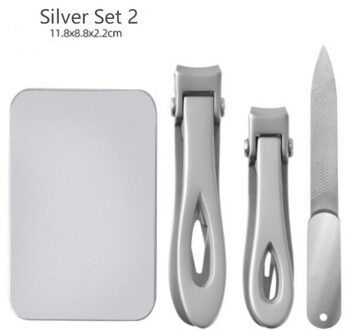 Professionele Nagelknipper Rvs Nail Cutter Vingernagel Teennagel Manicure Trimmer Teennagel Clippers Voor Dikke Nagels zilver reeks 2