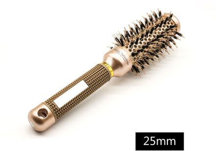 Professionele Nano Technologie Keramische Ionische Haar Ronde Borstel Varkenshaar Antistatische Hittebestendige Haar Curling Borstels 25mm