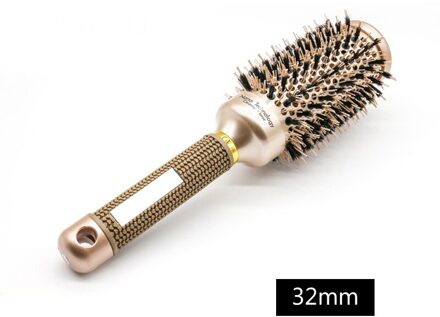 Professionele Nano Technologie Keramische Ionische Haar Ronde Borstel Varkenshaar Antistatische Hittebestendige Haar Curling Borstels 32mm