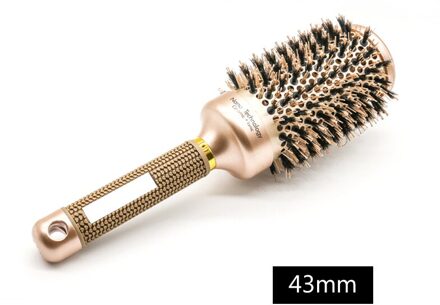 Professionele Nano Technologie Keramische Ionische Haar Ronde Borstel Varkenshaar Antistatische Hittebestendige Haar Curling Borstels 43mm