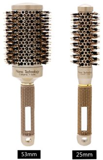 Professionele Nano Technologie Keramische Ionische Haar Ronde Borstel Varkenshaar Antistatische Hittebestendige Haar Curling Borstels 53mm25mm