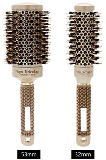 Professionele Nano Technologie Keramische Ionische Haar Ronde Borstel Varkenshaar Antistatische Hittebestendige Haar Curling Borstels 53mm32mm