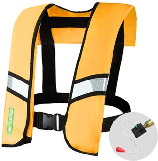 Professionele Reddingsvest Zwemmen Vissen Zwemvest Automatische/Handmatige Opblaasbare Volwassen Water Sport Zwemmen Survival Jas geel / handleiding inflation