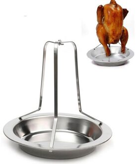 Professionele Roestvrij Staal Kip Koffiebrander Rack Holder Non-stick Bbq Rek Rooster Geroosterde Kip Plaat Voor Camping Diner