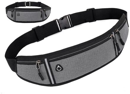Professionele Running Heuptas Sport Riem Pouch Mobiele Telefoon Geval Mannen Vrouwen Verborgen Pouch Gym Sportsbags Running Riem Taille Verpakking grijs