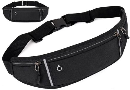 Professionele Running Heuptas Sport Riem Pouch Mobiele Telefoon Geval Mannen Vrouwen Verborgen Pouch Gym Sportsbags Running Riem Taille Verpakking zwart