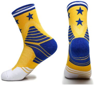 Professionele Running Sokken Katoen Dikke Sokken Basketbal Tennis Mannen Sport Sokken Schokabsorptie Vochtafvoerende Ademend geel