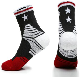 Professionele Running Sokken Katoen Dikke Sokken Basketbal Tennis Mannen Sport Sokken Schokabsorptie Vochtafvoerende Ademend zwart