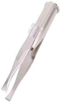 Professionele Rvs Make Led Licht Slant Tip Ontharing Wimpers Wenkbrauw Pincet Make-Up Tool Met Batterij