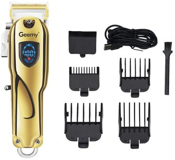 Professionele Salon Senior Tondeuse Haar Knippen Machine Metalen Body Salon Met Lcd-scherm Alle Metalen Tondeuse Voor Mannen Trimmer goud